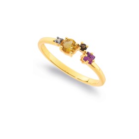Eliza+9ct+Multi+Gemstone+Ring+with+Black+Diamond