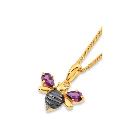 Eliza-9ct-Rhodolite-Garnet-with-Diamond-Bee-Pendant on sale