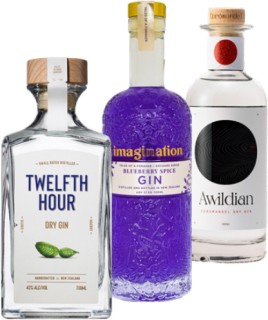 Twelfth+Hour+Dry+Gin%2C+Imagination+Blueberry+Spice+Gin+700mL+or+Awildian+Coromandel+Gin+Range+500mL