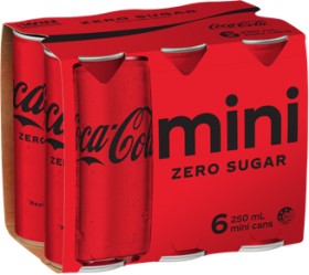 Coca-Cola-Mini-Range-6-X-250mL-Cans on sale