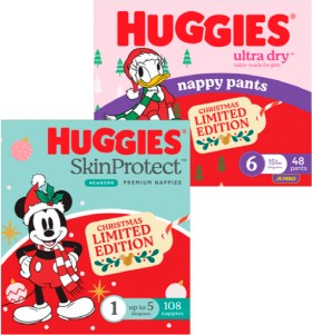 Huggies+Jumbo+Ultra+Dry+Nappies+64-108+Pack+or+Nappy+Pants+48-62+Pack