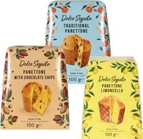 Dolce+Segreto+Panettone+Classico%2C+Choc+Chip%2C+Limoncello+Mini+100g+or+Pandoro+Mini+80g