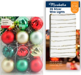 Christmas-Battery-Operated-Basic-Wire-Light-35-Silver-or-Traditional-35mm-Baubles-Mix-24-Pack on sale
