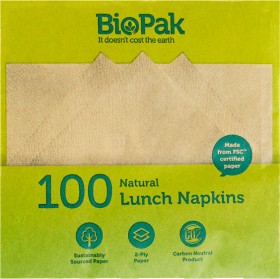 Biopak-Natural-Napkins-100-Pack on sale