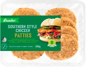 NEW-Leader-Southern-Style-Chicken-Patties-680g on sale