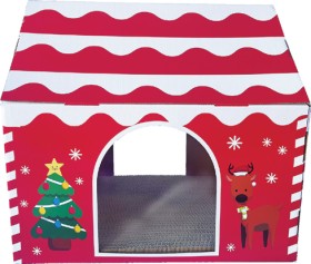 Baxter-Bone-Cardboard-Cat-House-With-Scratcher-Insert on sale