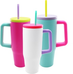 Multi+Coloured+Tumbler+with+Straw+900ml