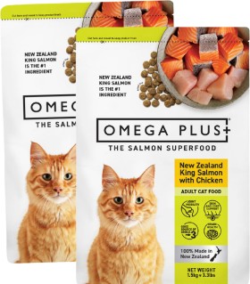 Omega-Plus-King-Salmon-with-Chicken-Dry-Cat-Food-15kg on sale
