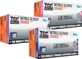TGC+Orange+Hi-Vis+Nitrile+Gloves+100+Pack