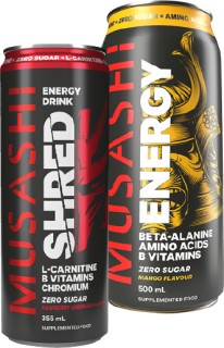 Musashi-Energy-or-Shred-Drink-355-500ml on sale