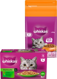 Whiskas+Cat+Food+Pouches+15-18+Pack+or+Whiskas+Dry+Cat+Food+1.8kg