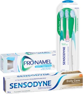Sensodyne+Toothpaste%2A+110g+or+Daily+Care+Toothbrush+3+Pack