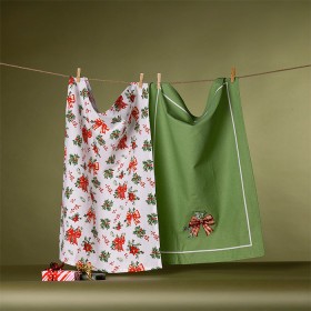 Christmas-Wishes-Traditional-Xmas-Bows-Tea-Towel-Set-of-2 on sale
