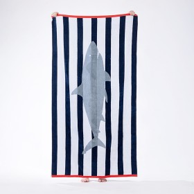 Seaside-Supplies-Double-Jacquard-Velour-Beach-Towel-Shark-100x180cm on sale