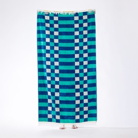 Seaside+Supplies+Double+Jacquard+Velour+Beach+Towel+Check+100x180cm