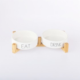 bbb-Pets-Set-Of-2-Bowls-With-Bamboo-Holder on sale