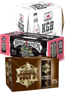 KGB+Vodka+%26amp%3B+Lemon+Ice+or+Black+Russian+4.6%25+12+x+275ml+Bottles%2C+Brookvale+Union+Vodka+Range+6%25+10+x+330ml+Cans+or