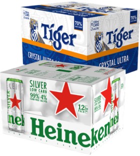Heineken+Silver+or+Tiger+Crystal+Ultra+Low+Carb+12+x+330ml+Cans