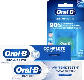 Oral-B-3D-White-Pro-Health-110g-or-Floss-25-50m on sale