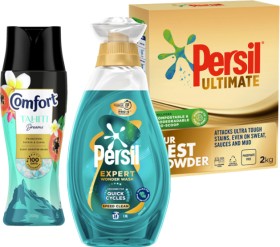 Persil-Laundry-Powder-2kg-Persil-Laundry-Liquid-Quick-Wash-118L-or-Comfort-Scent-Beads-200g on sale