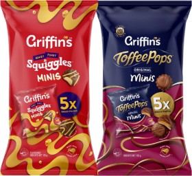 Griffins-Squiggles-or-Toffeepops-Minis-125g on sale