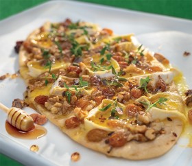Crispy-Flatbreads-with-Brie-Sultanas-and-Hot-Honey-Drizzle on sale