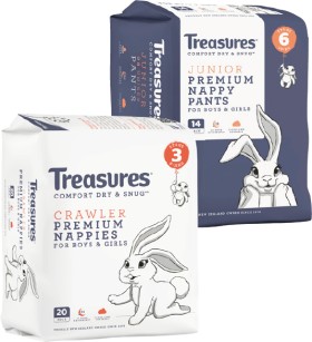 Treasures+Convenience+Nappies+14-24+Pack+or+Nappy+Pants+14-18+Pack