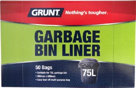 Grunt+75L+Garbage+Bin+Liners+Pack+of+50