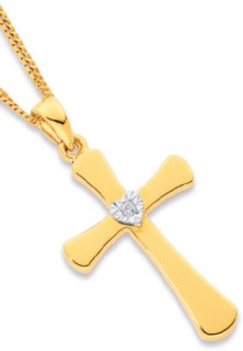 9ct-Diamond-Heart-Centre-Cross-Pendant on sale