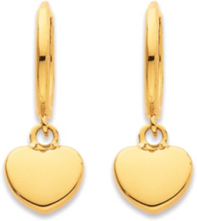 9ct-Heart-Drop-Huggies-Earrings on sale