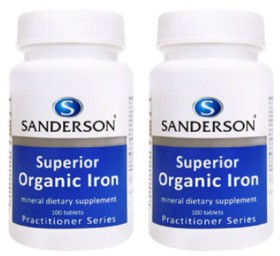 Sanderson+Superior+Organic+Iron+100+Tablets