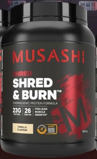 Musashi+Shred+%26amp%3B+Burn+Protein+Powder+-+Vanilla+Protein+Shake+900g