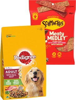 Pedigree+Dog+Food+2.5-3kg+or+Schmackos+Dog+Treats+500-737g