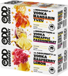 Odd+Company+Vodka+Range+6%25+10+x+330ml+Cans