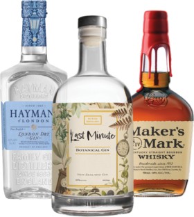 Hayman%26rsquo%3Bs+London+Dry+Gin+1L%2C+Last+Minute+Botanical+New+Zealand+Gin+1L+or+Maker%26rsquo%3Bs+Mark+Bourbon+700ml