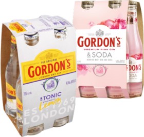 Gordons-Gin-Tonic-7-or-Gordons-Premium-Pink-Gin-Soda-4-4-x-250ml-Bottles on sale