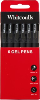 Whitcoulls+Gel+Pens+Pack+of+6+-+Black