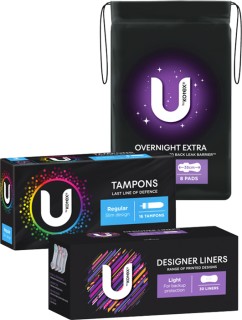 U+By+Kotex+Pads+8-16+Pack%2C+Designer+Liners+30+Pack+or+Tampons+16+Pack