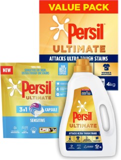 Persil+Laundry+Powder+4kg%2C+Ultimate+Laundry+Liquid+2L+or+Ultimate+Capsules+28s