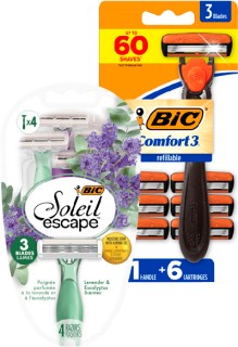 Bic-Comfort-3-Handle-6-Blades-or-Soleil-Escape-3-4-Pack on sale