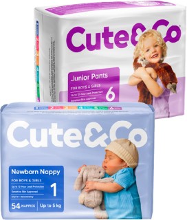 Cute-Co-Nappies-30-54-Pack-or-Nappy-Pants-28-34-Pack on sale