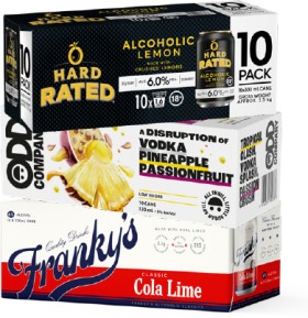 Hard-Rated-Range-6-Odd-Company-Vodka-Range-6-or-Frankys-Lemon-Crush-or-Cola-Lime-6-10-x-330ml-Cans on sale