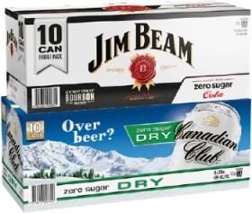 Jim-Beam-Cola-Zero-48-or-Canadian-Club-Zero-48-10-x-330ml-Cans on sale
