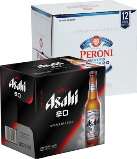 Asahi-Super-Dry-or-Peroni-Nastro-Azzurro-12-x-330ml-Bottles on sale