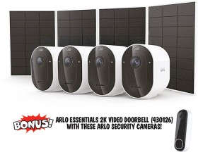 Arlo-Pro-6-2K-Outdoor-Solar-Security-Camera-Solar-Bundle-Kit-4-Pack-12M-Subscription on sale