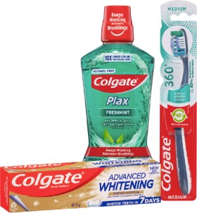 Colgate-Whitening-115g-Plax-Fresh-Mint-500ml-or-360-1-Pack on sale