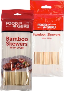 Food+Guru+Skewers+Bamboo+25cm+200+Pack+or+Skewers+Bamboo+16cm+100+Pack