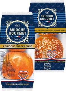 Brioche-Gourmet-Burger-Buns-Plain-or-Sesame-Seeds-4-Pack on sale