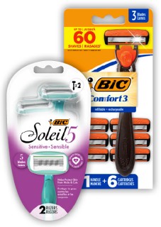 Bic-Comfort-3-Razor-6-Blades-or-Soleil-5-Sensitive-2-Pack on sale