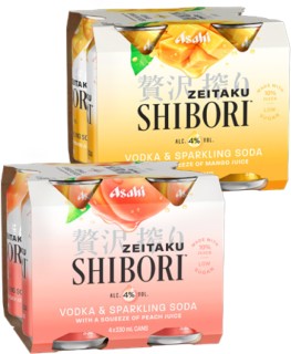 Asahi+Shibori+Vodka+Mango+or+Peach+4%25+4+x+330ml+Cans